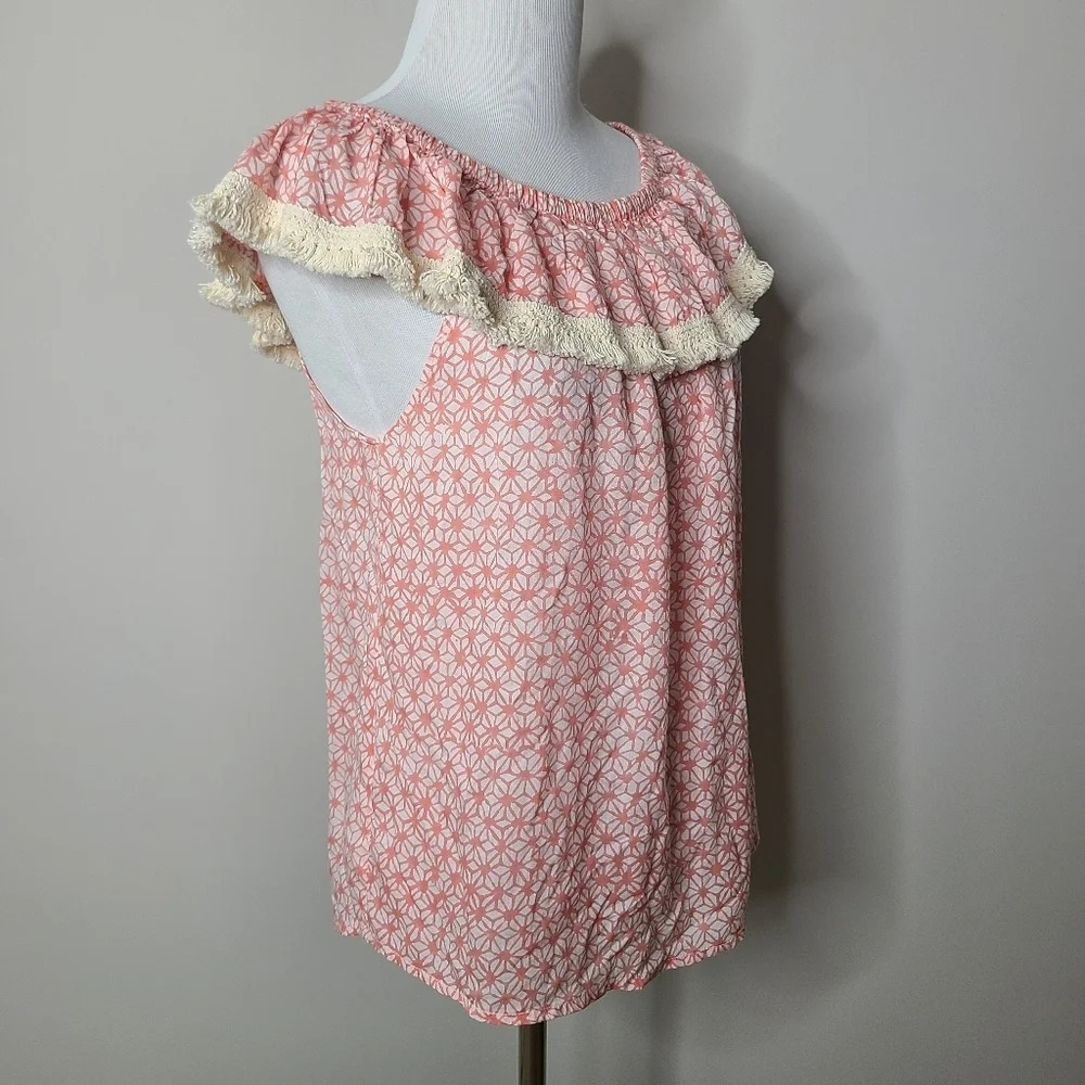 Roberta Roller Rabbit Fringe Off Shoulder Top XS - image 2